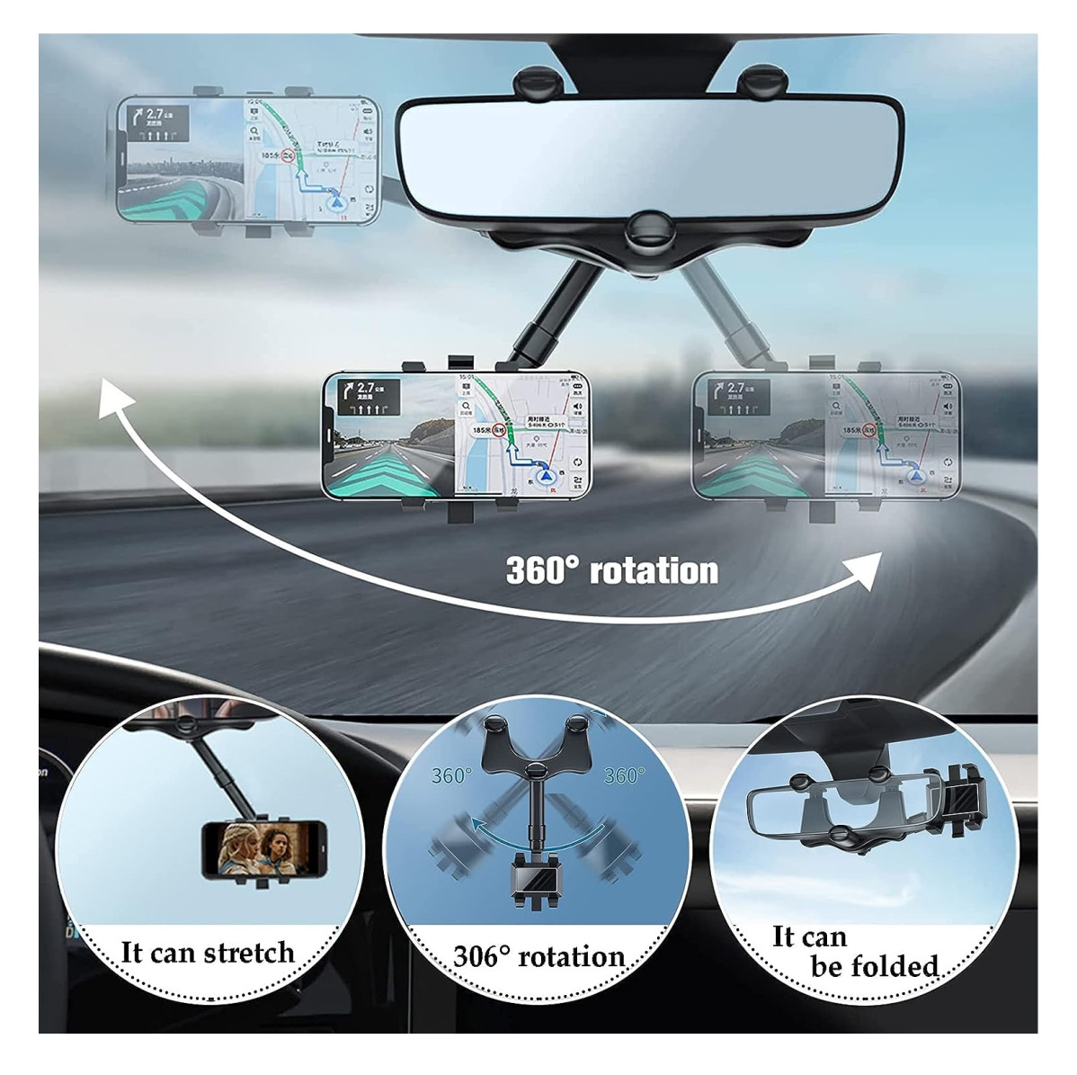 Miniatura 6 de Soporte Holder Retrovisor Carro 360